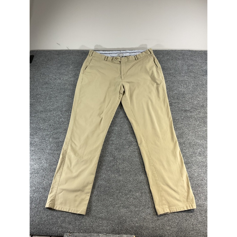 Peter Millar Men's Khaki Chino Pants 40x32 Classic Fit Tan Beige Flat Front Casu